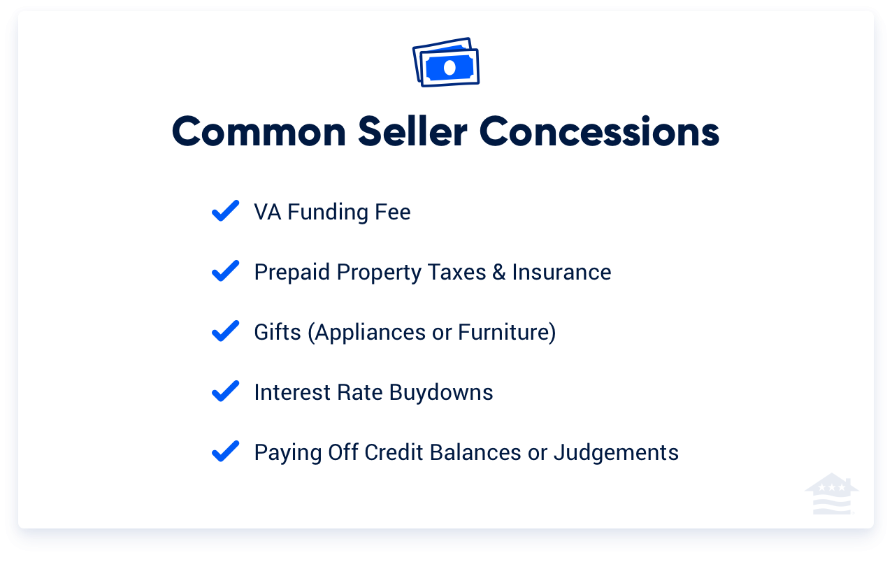A checklist graphic of common seller concessions.